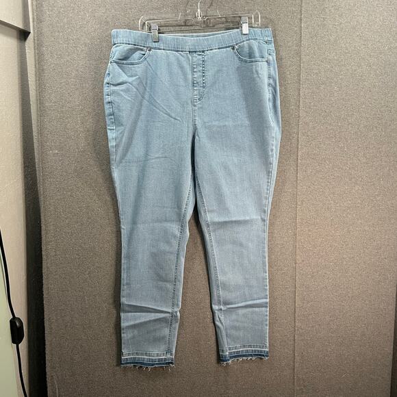 Isaac Mizrahi Live! True Denim Reg Pull On Slim Ankle Leg Light Indigo, Plus 18 - Picture 1 of 11